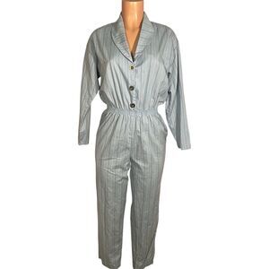 Vintage Y2k Avon Fashions Striped Blue Romper Size 9/10 Womens